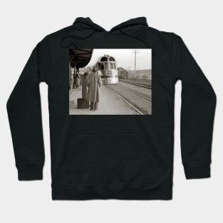 Streamlined Train at Station, 1940. Vintage Photo Hoodie